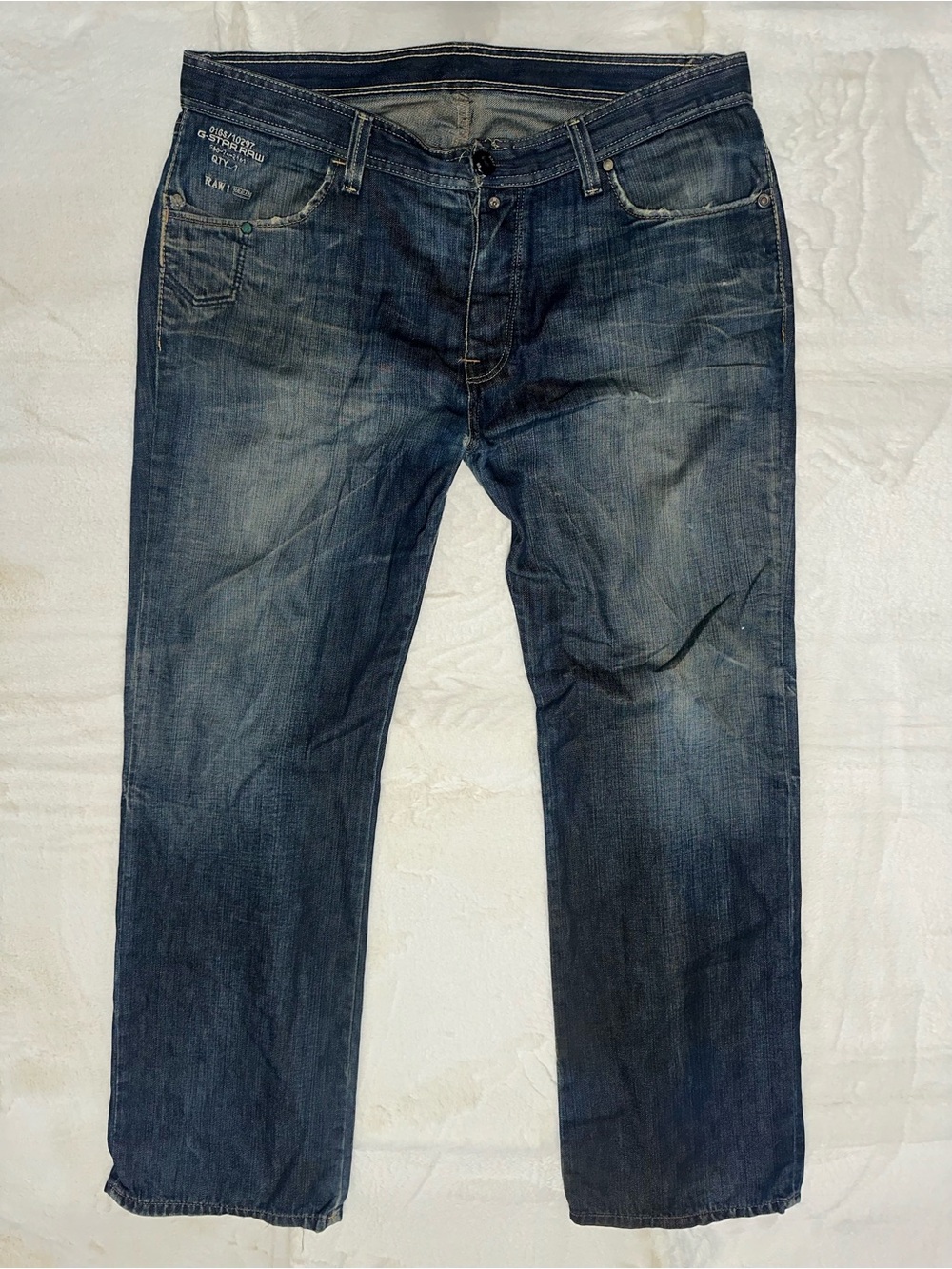 G-Star Raw Denim Men’s Size 38 x 34 Dark Blue Wash Straight Leg Jeans
